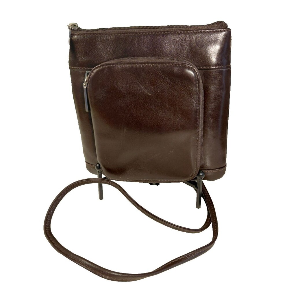 Clarks Leather Crossbody Purse Dk Brown Organizer for Travel!